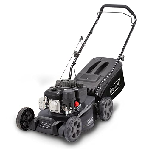 Scheppach Rasenmäher Benzin MP135-42B Black Edition | 42cm Schnittbreitte | 3 PS | Stahlgehäuse | Höhenverstellung in 7 Stufen (25 - 75mm) | 55 Liter Fangkorb von Scheppach