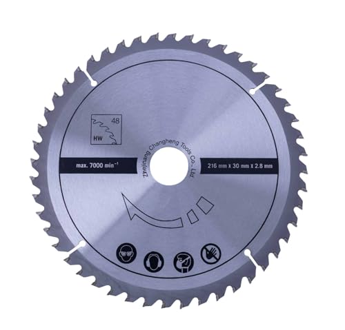 Scheppach Sägeblatt für Kappzugsäge HM216 - HM90MP - HM90SL | Ø216 x 30 x 2,8 mm | 28 Zähne | geeignet für Hart- und Weichholz, gängige Kunststoffe | Original Ersatz Kreissägeblatt | 7901200705 von Scheppach