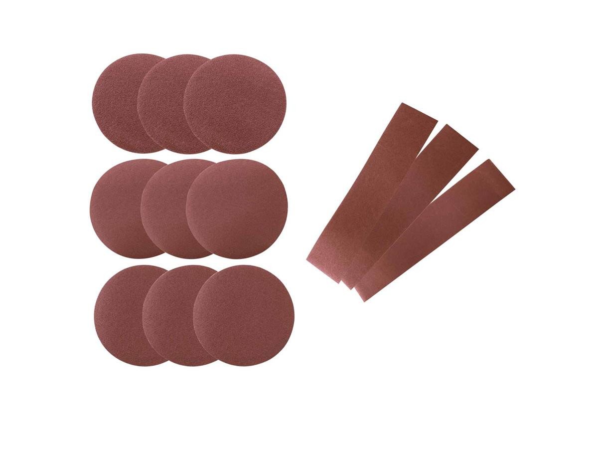 Scheppach Schleifband 7903302601, (Set, 12 St., Körnung Runschleifpapier K60, K100, K180), Rundschleifpapier Ø 150 mm und Schleifband 914 x 100 mm von Scheppach