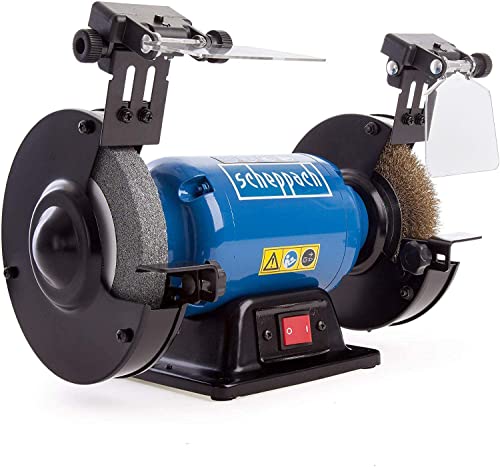 Scheppach Schleifgerät Doppelschleifer SM150LB | 400W Leistung | Schleifscheibe 150mmØ | Verstellbarer Funkenschutz | LED-Arbeitsleuchten | inkl. Schruppscheibe/Bürstenscheibe Scheppach Schleifgerät Doppelschleifer SM150LB | 400W Leistung | Schleifscheibe 150mmØ | Verstellbarer Funkenschutz | LED-Arbeitsleuchten | inkl. Schruppscheibe/Bürstenscheibe von Scheppach