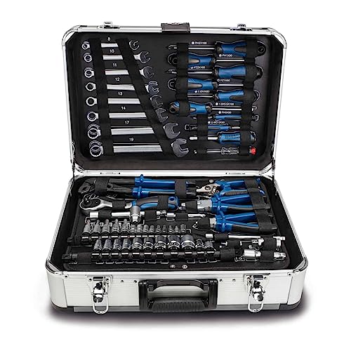 Scheppach TB150 Aluminium Werkzeugkoffer gefüllt 101-tlg Werkzeug Set | Werkstattkoffer mit Schraubenschlüssel, Hammer, Zange, Schraubendreher und gängigen Werkzeugen, Ideal für Werkstatt & Haushalt Scheppach TB150 Aluminium Werkzeugkoffer gefüllt 101-tlg Werkzeug Set | Werkstattkoffer mit Schraubenschlüssel, Hammer, Zange, Schraubendreher und gängigen Werkzeugen, Ideal für Werkstatt & Haushalt von Scheppach