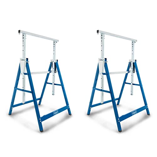 Scheppach Teleskop-Arbeitsbock TUG200 Untergestell (2 Stück) | Max. Belastbarkeit 200 kg | Min. / max. Arbeitshöhe 800-1300 mm | Auflagebalken 680 mm | Standfläche 580 x 580 mm von Scheppach