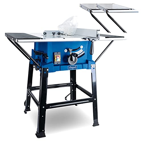 Scheppach Tischkreissäge HS110 inkl. 2. Sägeblatt | 2000W / 230V | Schnitthöhe 87mm | Ø 254mm 24Z | Tischverbreiterungen und Untergestell | Tischgröße mit Verbreiterung 630 x 930 mm | Tischhöhe 870mm von Scheppach