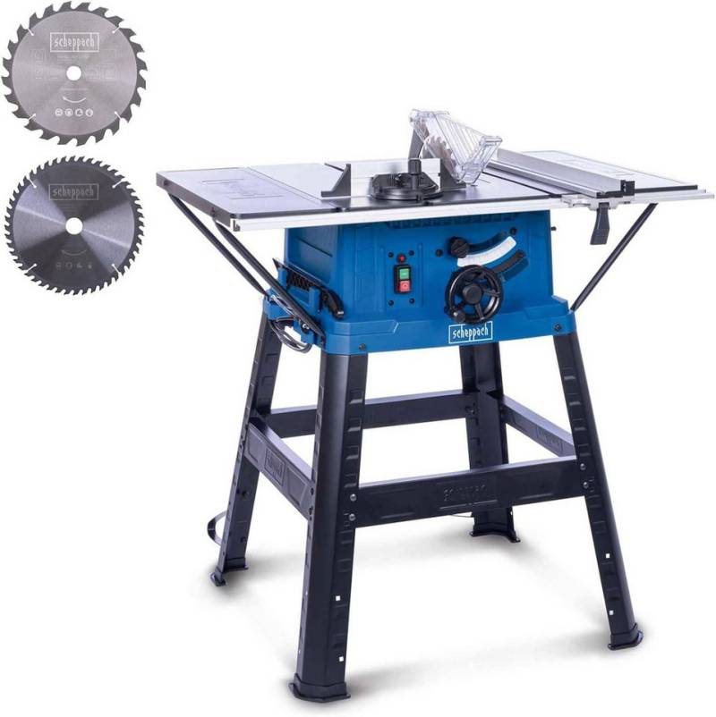 Scheppach Tischkreissäge Tischkreissäge 2000W HS254 SE 2 Hartmetall-Sägeblätter Ø 254 mm, 1 Stück, Laser-Schnittführung, Sägeblattschutz, 2 Hartmetall-Sägeblätter Ø254 von Scheppach