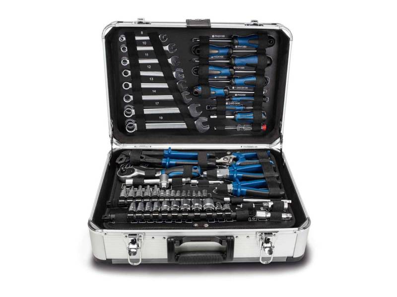 Scheppach Werkzeugset TB150 / WZK301, (Set, 102-tlg), inkl. stabilem Metallkoffer und 101-teiligem Werkzeugset von Scheppach