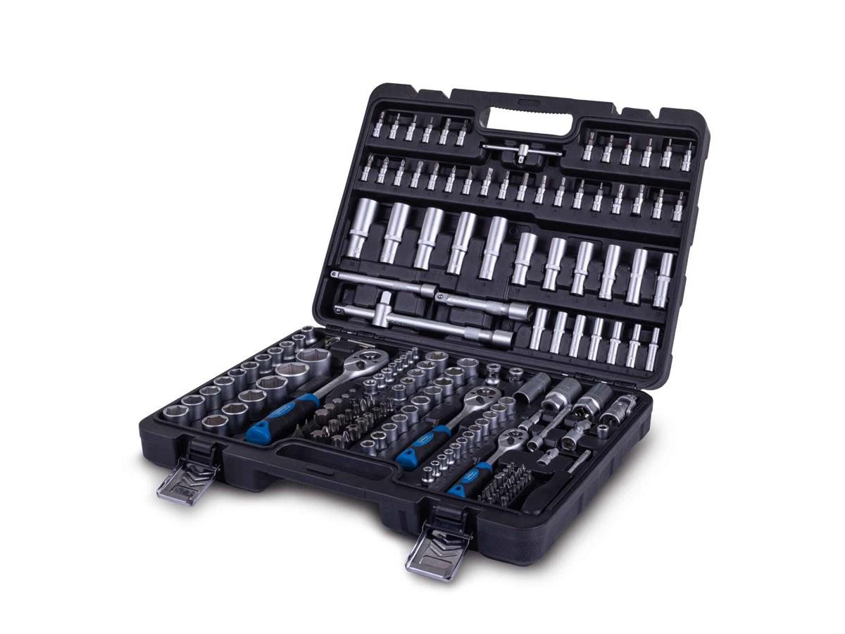 Scheppach Werkzeugset TB180, (Set, 180-tlg., Werkzeugkoffer), robuster Kunststoffkoffer, gummierte Griffe von Scheppach