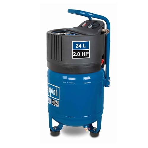 Scheppach Druckluft Kompressor HC24V Luftkompressor stehend mit Tragegriff | 24L Kessel | 1500W Leistung | 10 bar Arbeitsdruck | 180L/min Ansaugleistung | ölfrei & wartungsarm | inkl. Manometer von Scheppach