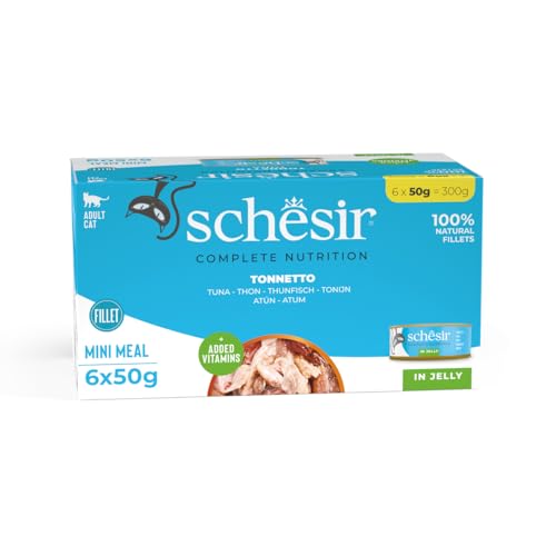 Schesir Cat Jelly Thunfisch, Katzenfutter nass in Gelee, 8 x 6 Dosen x 50 g von Schesir