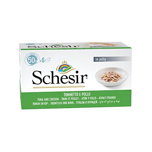 Schesir Cat Jelly Thunfisch mit Hühnerfilet, Katzenfutter nass in Gelee, 8 x 6 Dosen x 50 g Schesir Cat Jelly Thunfisch mit Hühnerfilet, Katzenfutter nass in Gelee, 8 x 6 Dosen x 50 g von Schesir