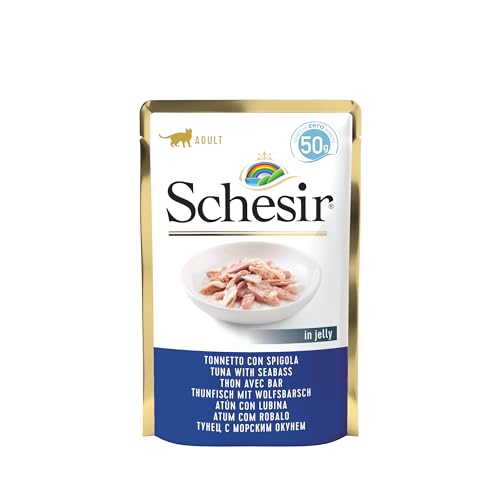 Schesir Cat Jelly Thunfisch mit Wolfsbarsch, Katzenfutter nass, 30 Beutel x 50 g von Schesir