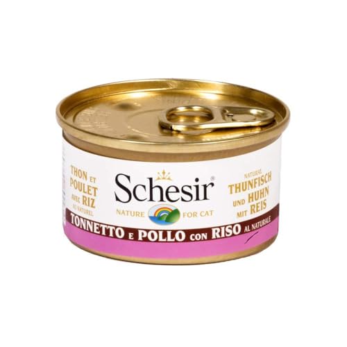 Schesir Cat Natural Thunfisch mit Huhn, Katzenfutter nass im eigenen Saft, 24 Dosen x 85 g, 1 Stück (24er Pack) von Schesir