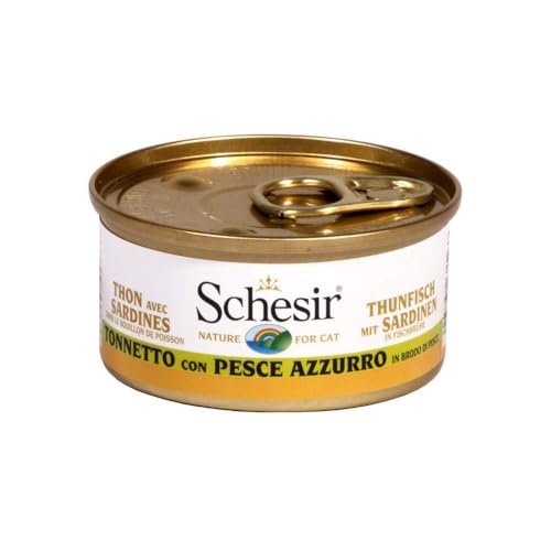 Schesir Cat in Brühe Thunfisch mit Sardinen, Katzenfutter nass in eigener Kochbrühe, 24 Dosen x 70 g Schesir Cat in Brühe Thunfisch mit Sardinen, Katzenfutter nass in eigener Kochbrühe, 24 Dosen x 70 g von Schesir
