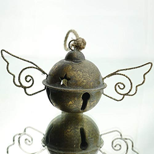 Scheulen Weihnachts-Dekoration Glocke mit Flügeln Champagner Metall Ø 6,5 cm von Scheulen