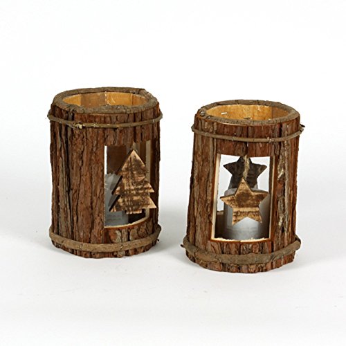 Scheulen Teelichthalter 2erSet, Holz, Tannenbaum und Stern, 20x14cm WA von Scheulen