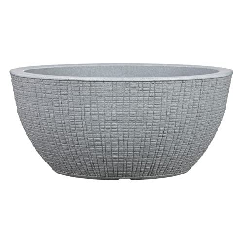 Scheurich Barceo Bowl 40, Pflanzschale/Blumentopf/Pflanzenschale, rund, Farbe: Stony Grey, hergestellt mit recyceltem Kunststoff, 10 Jahre Garantie, für den Außenbereich von Scheurich