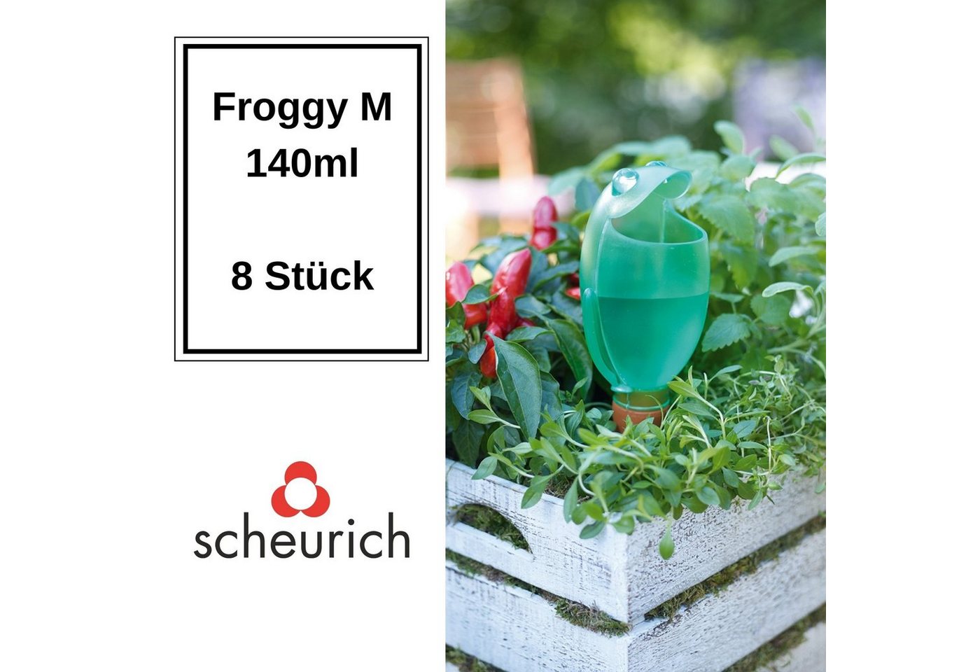 Scheurich Bewässerungssystem -, (Spar-Set, 8-tlg), Scheurich Wasserspender Froggy M 140 ml von Scheurich