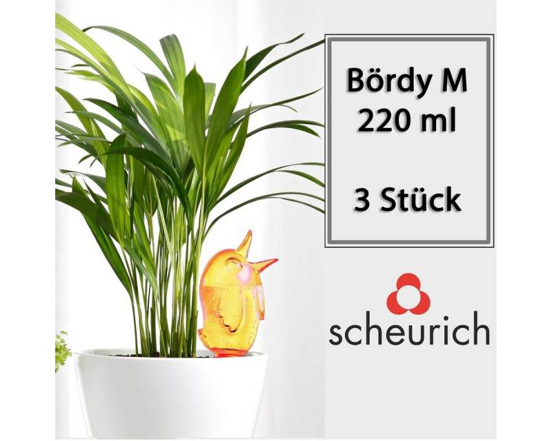 Scheurich Bewässerungssystem Bördy M 3 x Orange 220ml Füllmenge Wasserspender, (Spar-Set, 3-tlg), Scheurich Wasserspender Bördy M 220 ml von Scheurich