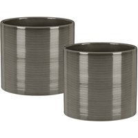 Scheurich - Blumentopf 2er Set aus Keramik, Farbe: Glass Grey, 14 cm Durchmesser, 13 cm hoch, 1,5 l Vol. von Scheurich