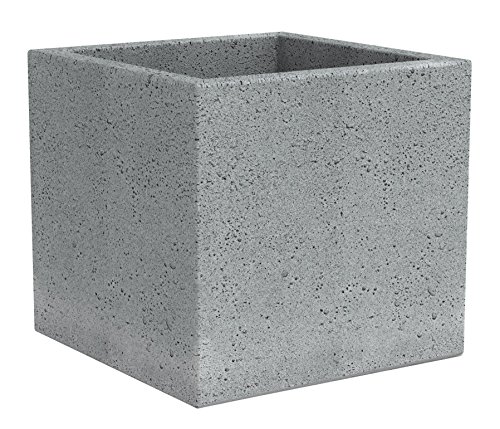 Scheurich C-Cube, Pflanzgefäß aus Kunststoff, Stony Grey, 30 cm lang, 30 cm breit, 28 cm hoch, 18 l Vol. von Scheurich