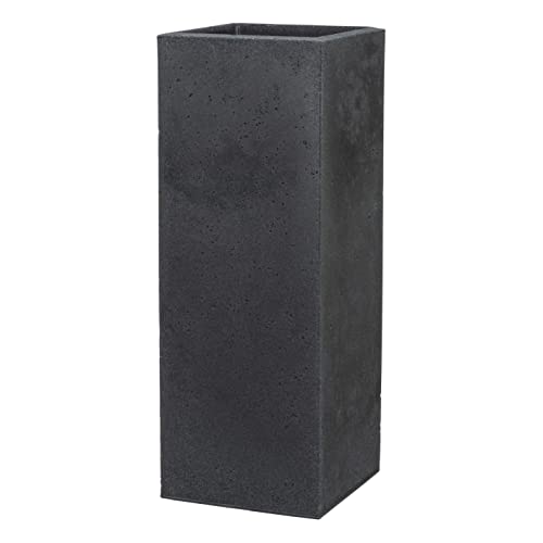 Scheurich C-Cube High, Hochgefäß aus Kunststoff, Stony Black, 26 cm lang, 26 cm breit, 70 cm hoch, 9 l Vol. von Scheurich