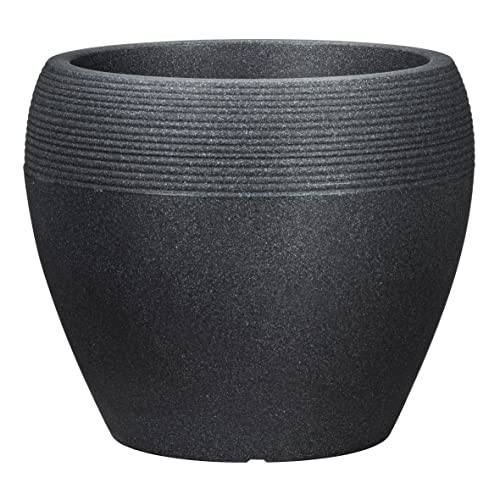 Scheurich Lineo, Pflanzgefäß aus Kunststoff, Schwarz-Granit, 48 cm Durchmesser, 39 cm hoch, 50 l Vol. Scheurich Lineo, Pflanzgefäß aus Kunststoff, Schwarz-Granit, 48 cm Durchmesser, 39 cm hoch, 50 l Vol. von Scheurich