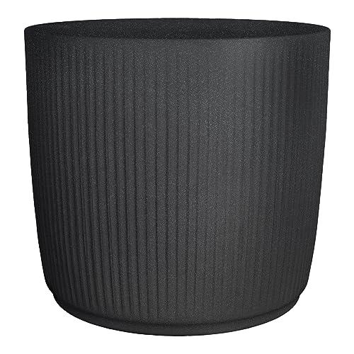 Scheurich Linetto 30, Pflanzgefäß/Blumentopf/Pflanzkübel, rund, Farbe: Stony Black, hergestellt mit recyceltem Kunststoff, 10 Jahre Garantie, für den Außenbereich von Scheurich