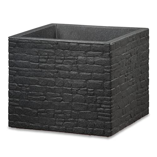 Scheurich Muretto 40, Pflanzgefäß/Blumentopf/Pflanzkübel, viereckig, Farbe: Stony Black, hergestellt mit recyceltem Kunststoff, 10 Jahre Garantie, für den Außenbereich Scheurich Muretto 40, Pflanzgefäß/Blumentopf/Pflanzkübel, viereckig, Farbe: Stony Black, hergestellt mit recyceltem Kunststoff, 10 Jahre Garantie, für den Außenbereich von Scheurich