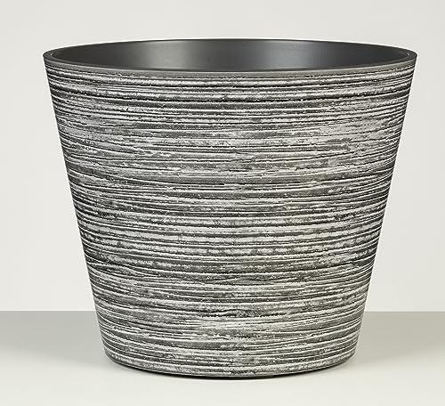 Scheurich Purista 30, Blumentopf/Pflanzkübel, rund, Farbe: Grey Line, hergestellt mit recyceltem Kunststoff, 8 Jahre Garantie, für den Innenbereich von Scheurich
