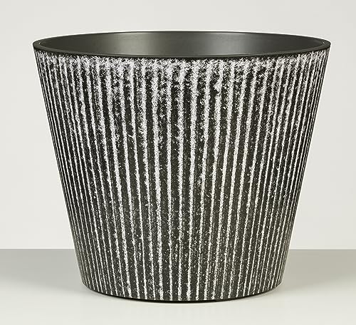 Scheurich Purista 30, Blumentopf/Pflanzkübel, rund, Farbe: White Line, hergestellt mit recyceltem Kunststoff, 8 Jahre Garantie, für den Innenbereich von Scheurich