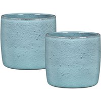 Scheurich - Solido, Blumentopf 2er Set aus Keramik, Farbe: Lagoon, 15 cm Durchmesser, 13,7 cm hoch, 1,9 l Vol. von Scheurich