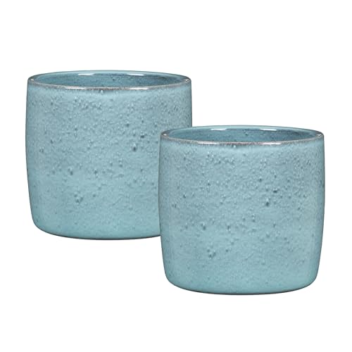 Scheurich Solido, Blumentopf 2er Set aus Keramik, Farbe: Lagoon, 15 cm Durchmesser, 13,7 cm hoch, 1,9 l Vol. von Scheurich