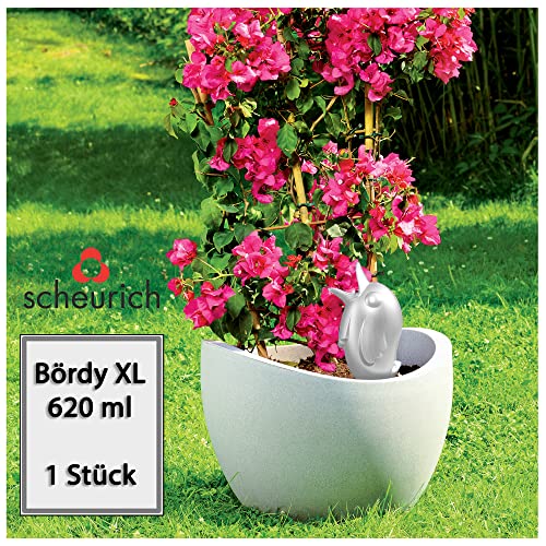Scheurich Wasserspeicher Bördy XL | 1x Weiß | 620ml Füllmenge | Bewässerungskugel klein mit Ton Fuß | Wasserspender Pflanzen und Blumen Terrakotta Stiel von Scheurich