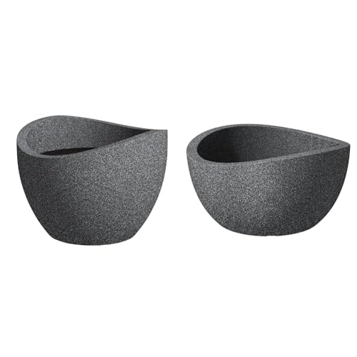 Scheurich Wave Globe, Pflanzgefäß aus Kunststoff, Schwarz-Granit & Wave Globe Bowl, runde Pflanzschale aus Kunststoff, Schwarz-Granit, 40 cm Durchmesser, 21 cm hoch, 12 l Vol. Scheurich Wave Globe, Pflanzgefäß aus Kunststoff, Schwarz-Granit & Wave Globe Bowl, runde Pflanzschale aus Kunststoff, Schwarz-Granit, 40 cm Durchmesser, 21 cm hoch, 12 l Vol. von Scheurich