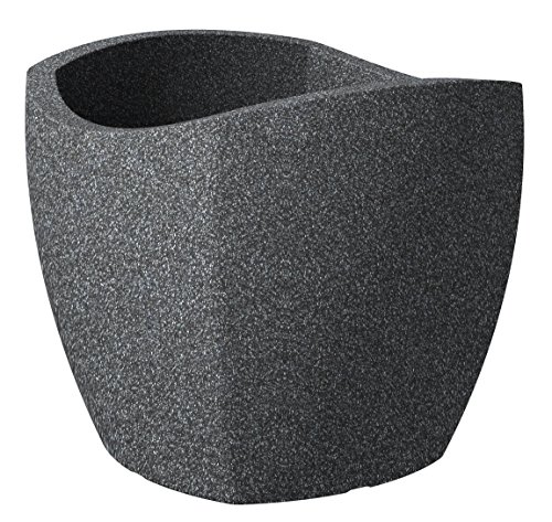 Scheurich Wave Globe Cubo, Pflanzgefäß aus Kunststoff, Schwarz-Granit, 40 cm Durchmesser, 35,5 cm hoch, 31 l Vol. von Scheurich