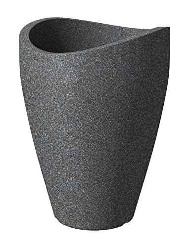 Scheurich Wave Globe High, Hochgefäß aus Kunststoff, Schwarz-Granit, 50,5 cm Durchmesser, 67 cm hoch, 33 l Vol. von Scheurich