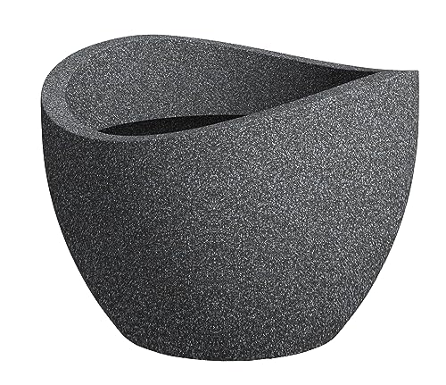 Scheurich Wave Globe, Pflanzgefäß aus Kunststoff, Schwarz-Granit, 50 cm Durchmesser, 37,1 cm hoch, 37 l Vol. von Scheurich