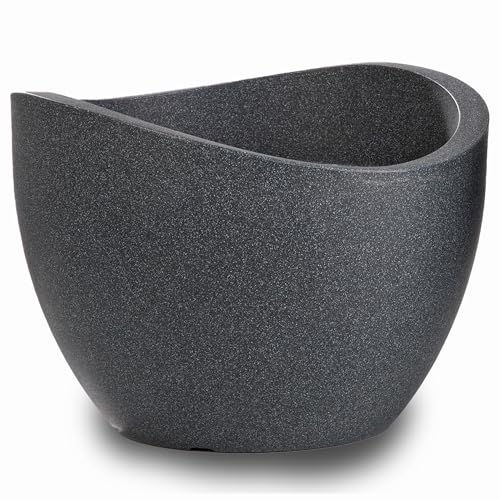 Scheurich Wave Globe, Pflanzgefäß aus Kunststoff, Schwarz-Granit, 50 cm Durchmesser, 37,1 cm hoch, 37 l Vol. von Scheurich