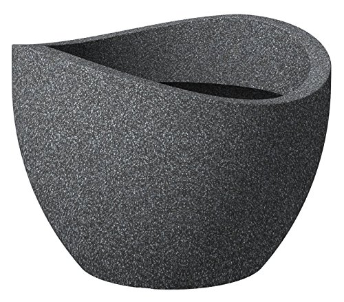 Scheurich Wave Globe, Pflanzgefäß aus Kunststoff, Schwarz-Granit, 60 cm Durchmesser, 44,5 cm hoch, 68 l Vol. von Scheurich