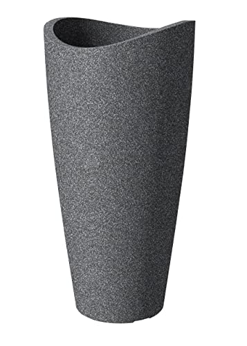 Scheurich Wave Globe Slim, Hochgefäß aus Kunststoff, Schwarz-Granit, 39,5 cm Durchmesser, 80 cm hoch, 18 l Vol. von Scheurich