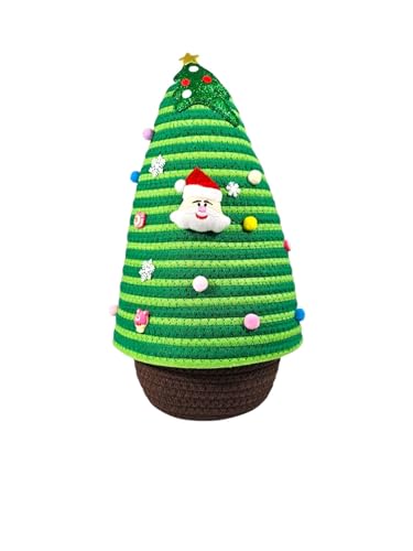 Festliche Aufbewahrungskörbe, gewebten Körben aus Baumwollseil, Dekokorb für Weihnachten (Korb C) von Schevem