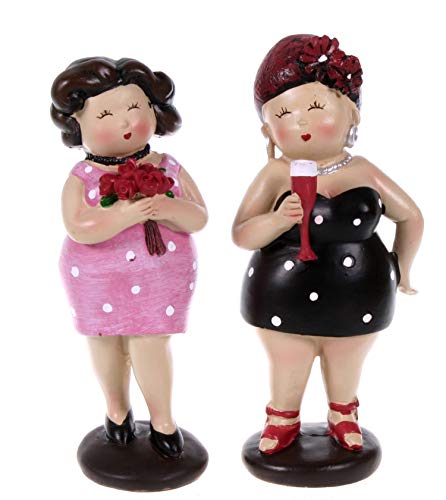 2 Party Ladies 12 cm im schicken Sommerkleid Mädchen Rubensfrau mollige Dame Dicke Frau Figur von Schick-Design