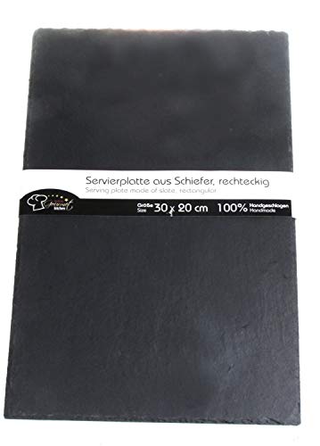 3 Stück Schieferplatte 20 x 30 cm zum Dekorieren von Gerichten Buffet Servierplatte Untersetzer Schiefer von Schick-Design