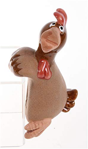 Schick-Design Randhalter Huhn 13 cm für Blumentopf u.ä. Keramik-Figur Hahn Bauerhof Tier Huhn Ei von Schick-Design