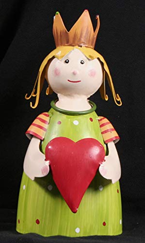 Schick-Design Zaunhocker Prinzessin mit Herz grün Dekofigur aus Blech 21 cm Figur Metall Garten Deko Garten Balkon von Schick-Design