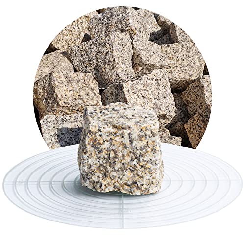 Schicker Mineral Granit Pflastersteine gelb-grau 5x5x5 cm 25 kg, natürlicher Werkstoff, witterungsbeständiger Naturstein, frostbeständig, Mosaikpflaster von Schicker Mineral