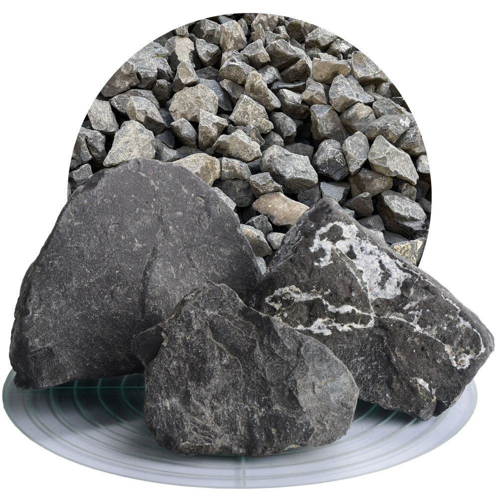 Basalt Ziersplitt anthrazit 60-120 mm von Schicker Mineral