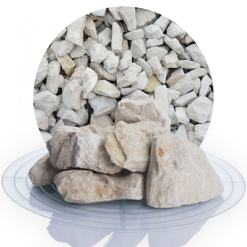 Kalk Gabionensteine beige 32-60 mm von Schicker Mineral