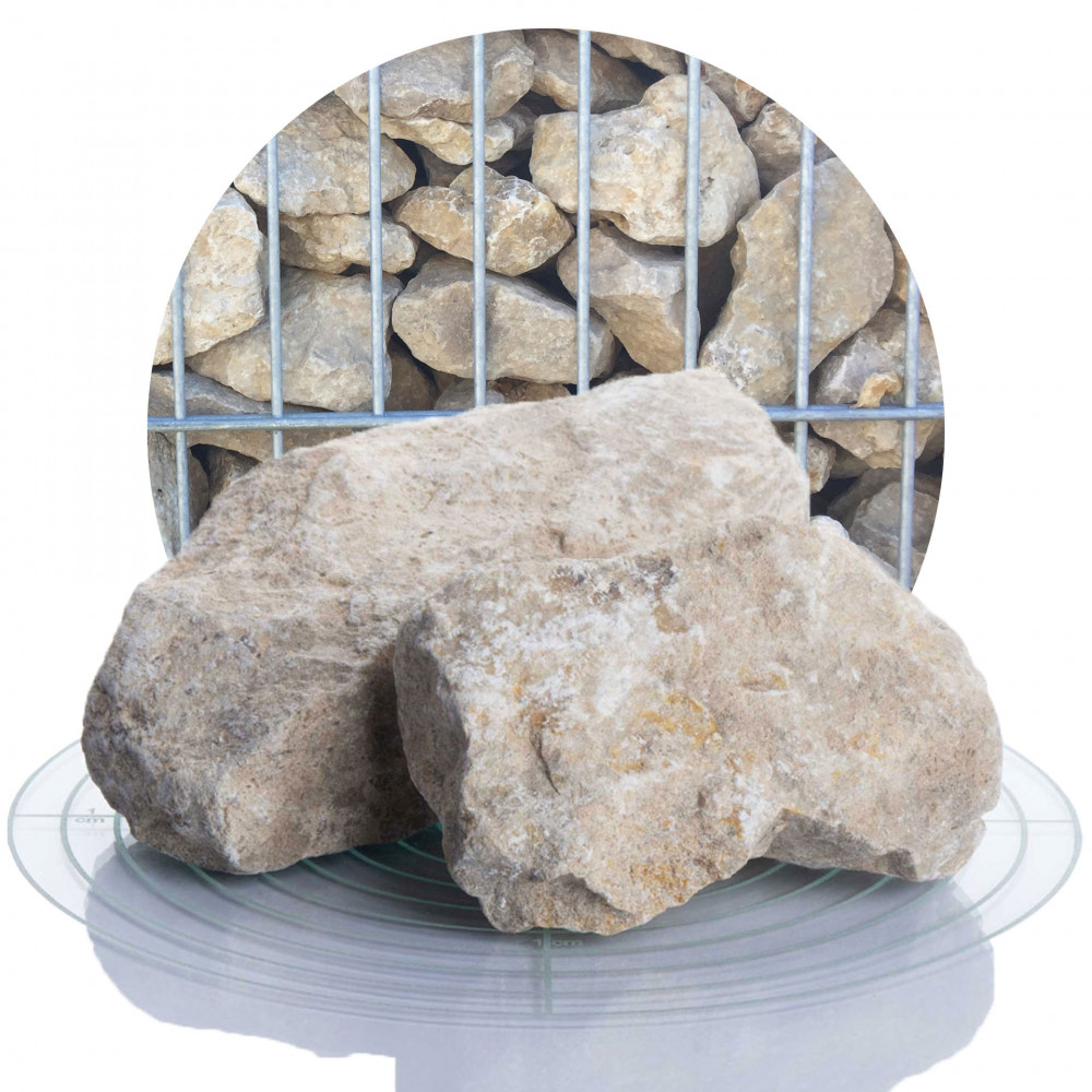 Kalk Gabionensteine beige 60-120 mm von Schicker Mineral