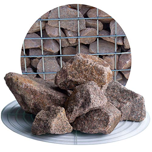 Schicker Mineral – 25 kg Granit Gabionensteine Rot – unbehandelte Bruchsteine in rötlicher Farbe und diversen Größen erhältlich – witterungs- & frostbeständiger Naturstein (Ø 32-60 mm) von Schicker Mineral