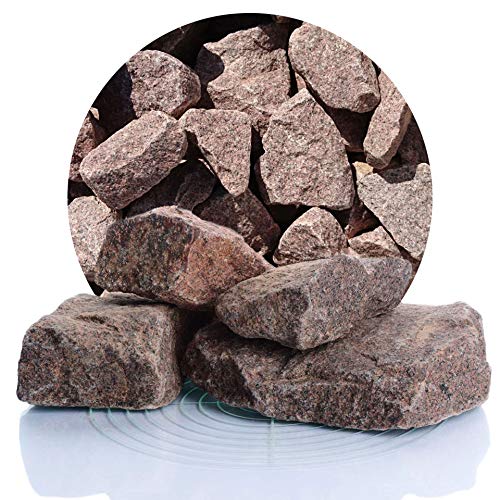 Schicker Mineral – 25 kg Granit Gabionensteine Rot – unbehandelte Bruchsteine in rötlicher Farbe und diversen Größen erhältlich – witterungs- & frostbeständiger Naturstein (Ø 60-180 mm) von Schicker Mineral